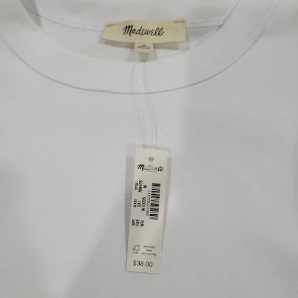 Madwell The '90s Crew Neck Tank in Compact Cotton NW935 Size M NWT White - Picture 6 of 7